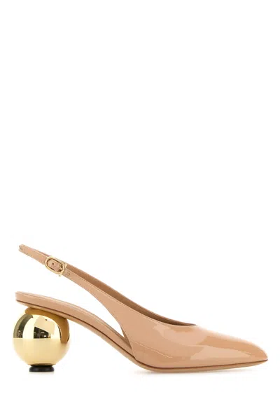 Ferragamo Salvatore  Skin Pink Leather Tessie 70 Pumps