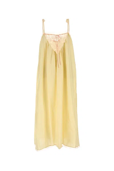 Chloé Lace-trimmed Silk Midi Dress In Yellow