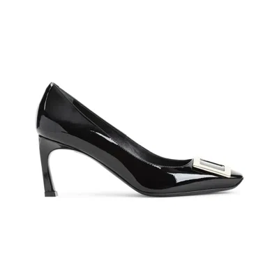Roger Vivier Patent Leather Square-toe Heels In Black