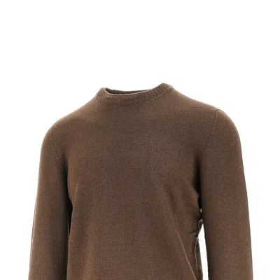 Drumohr Extrafine Merino Wool Crewneck Sweater In Brown