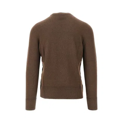Drumohr Extrafine Merino Wool Crewneck Sweater In Brown