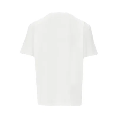 Dsquared2 Men White Crewneck T-shirt With Logo Lettering On The Front In Cotton Man In White