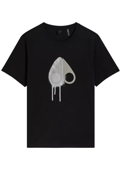 Moose Knuckles Augustine Drip Printed Cotton T-shirt In Black