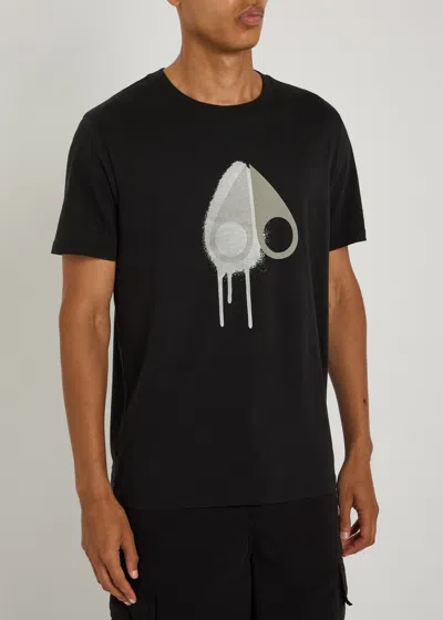 Moose Knuckles Augustine Drip Printed Cotton T-shirt In Black
