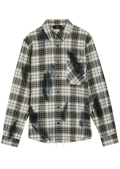 Amiri Ma Quad Bleach Splatter Flannel Button-up Shirt In Multi