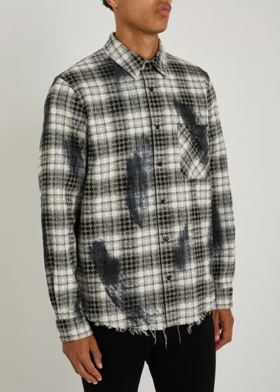 Amiri Ma Quad Bleach Splatter Flannel Button-up Shirt In Multi