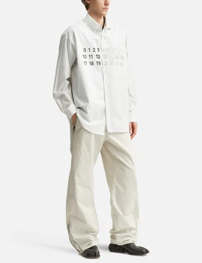 Mm6 Maison Margiela Split Design Button-down Collar Shirt In White