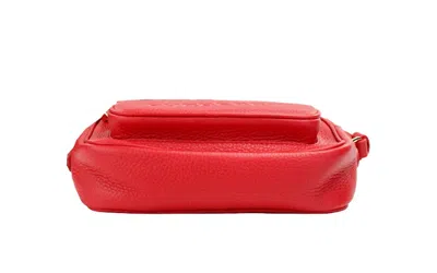 Burberry Small Branded Bright Red Grainy Leather Camera Crossbody Women's Bag