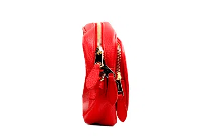 Burberry Small Branded Bright Red Grainy Leather Camera Crossbody Women's Bag
