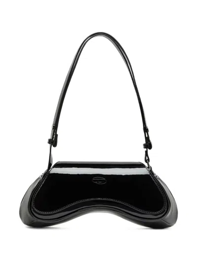 Diesel Play Crossbody Patent Fabric Bag In Black