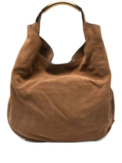 Moschino Medium Handle Me Suede Shoulder Bag