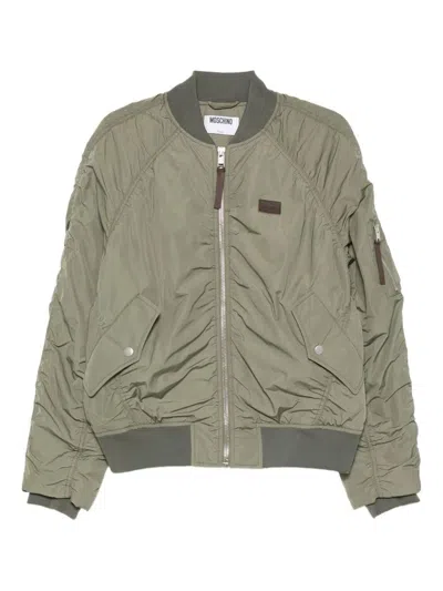 Moschino Blazer Ribbed Sleeve Zip Pockets In Gray