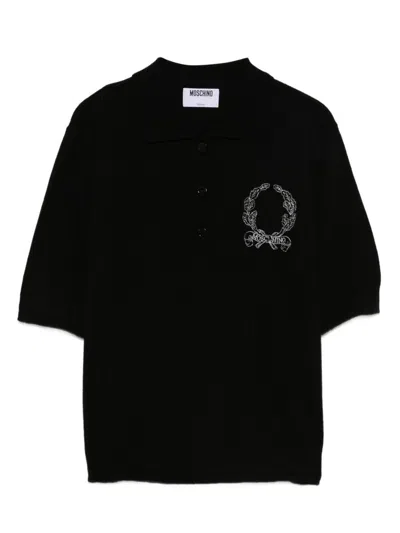 Moschino Knitwear Polo Collar Short Sleeves In Black