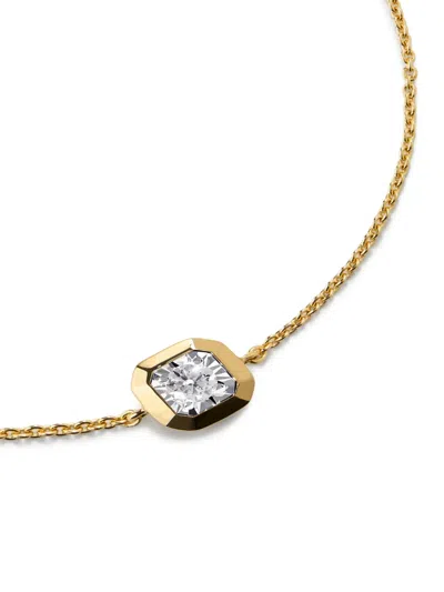 Monica Vinader Womens Asscher-cut 0.06ct Lab-grown Diamond And 18ct Yellow-gold Vermeil Chain Bracelet In Gold