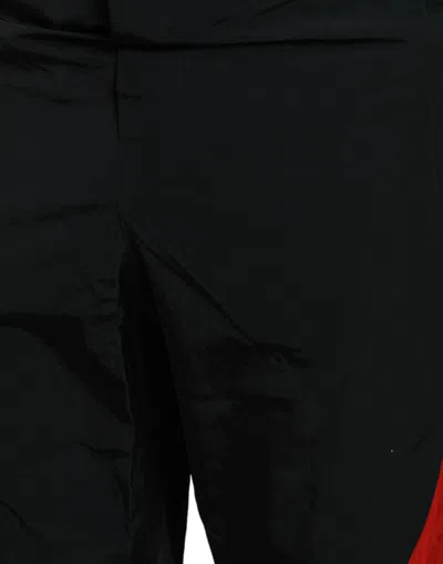 Dolce & Gabbana Black Red Leopard Print Nylon Jogger Men's Pants