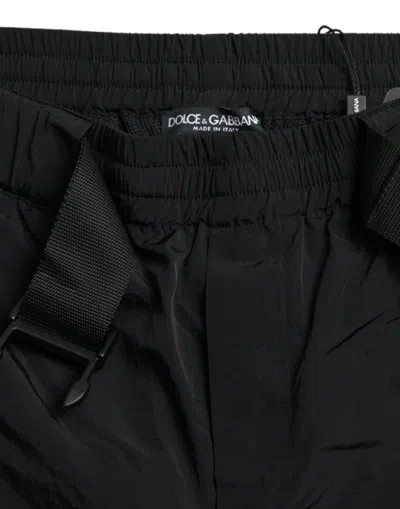 Dolce & Gabbana Black Red Leopard Print Nylon Jogger Men's Pants