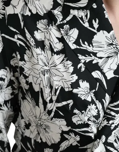 Dolce & Gabbana Black White Floral Button Down Casual Shirt In Black