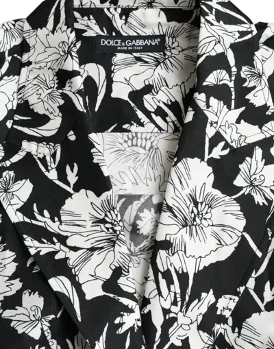 Dolce & Gabbana Black White Floral Button Down Casual Shirt In Black