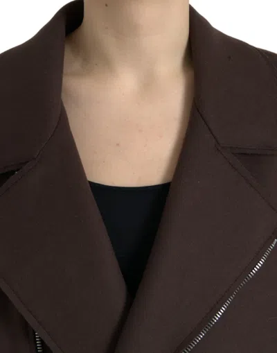 Dolce & Gabbana Brown Coat Short Biker Wool Jacket In Brown