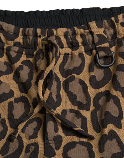 Dolce & Gabbana Brown Leopard Print Polyester Jogger Men's Pants
