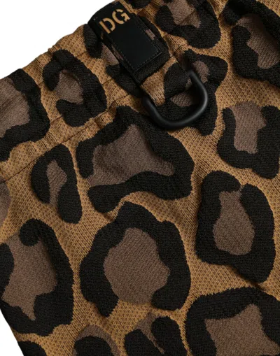 Dolce & Gabbana Brown Leopard Print Polyester Jogger Men's Pants