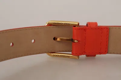 Dolce & Gabbana Chic Orange Leather Belt With Headphone Women's Case
