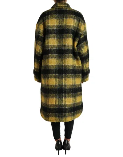 Dolce & Gabbana Yellow Plaid Long Sleeve Casual Coat Jacket In Orange