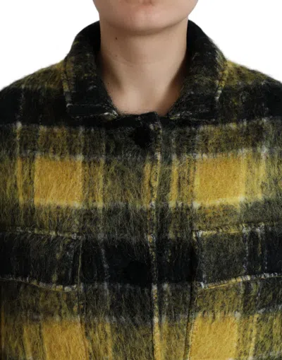 Dolce & Gabbana Yellow Plaid Long Sleeve Casual Coat Jacket In Orange