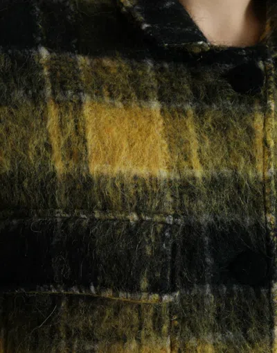 Dolce & Gabbana Yellow Plaid Long Sleeve Casual Coat Jacket In Orange