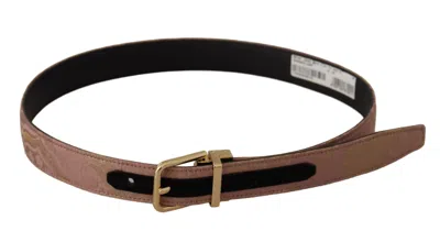 Dolce & Gabbana Chic Rose Pink Leather Belt With Logo Women's Buckle