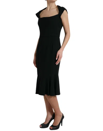 Dolce & Gabbana Elegant Black Stretch Cady Midi Women's Dress