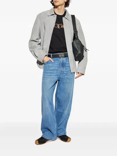 Loewe Logo-embroidered Cotton-jersey T-shirt In Black