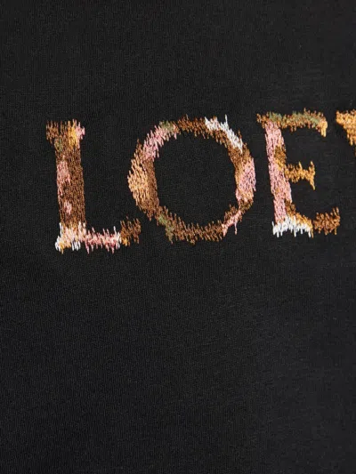 Loewe Logo-embroidered Cotton-jersey T-shirt In Black