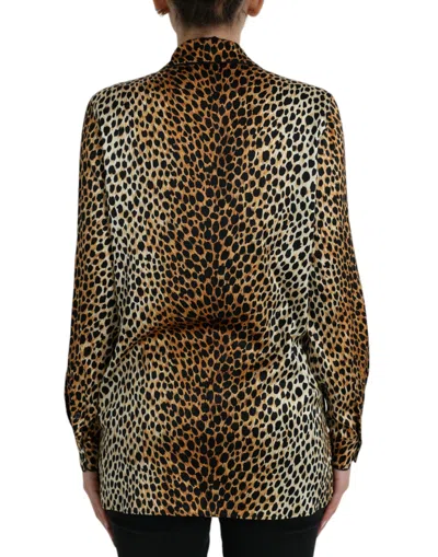 Dolce & Gabbana Elegant Brown Animal Print Silk Blouse In Brown