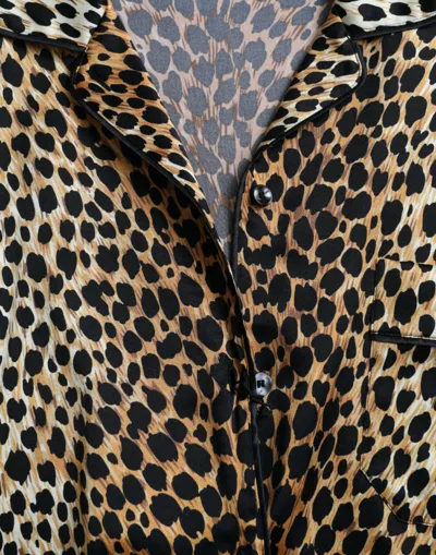 Dolce & Gabbana Elegant Brown Animal Print Silk Blouse In Brown