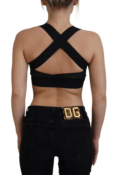 Dolce & Gabbana Black Gold Sleeveless Cropped Bustier Top In Black