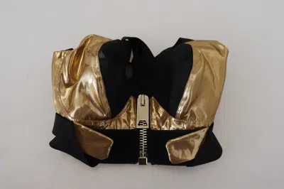 Dolce & Gabbana Black Gold Sleeveless Cropped Bustier Top In Black
