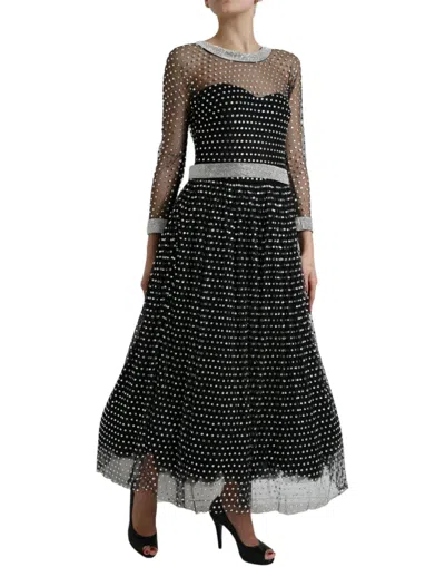Dolce & Gabbana Black Crystal Embellished A-line Gown Dress In Black