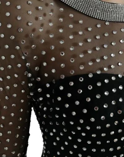Dolce & Gabbana Black Crystal Embellished A-line Gown Dress In Black