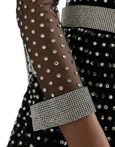 Dolce & Gabbana Black Crystal Embellished A-line Gown Dress In Black