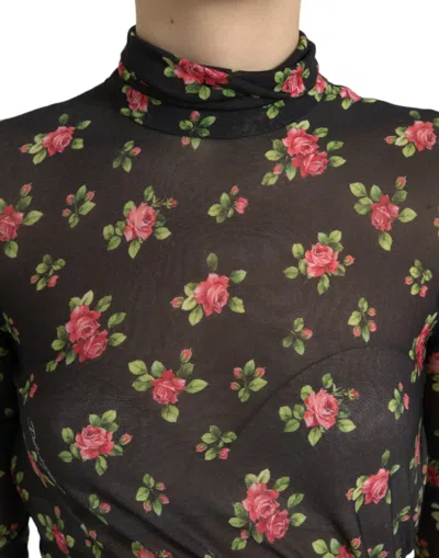 Dolce & Gabbana Black Floral Cut Out Sheath Long Maxi Dress In Brown