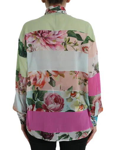 Dolce & Gabbana Multicolor Floral Patchwork Long Sleeves Top In Multi