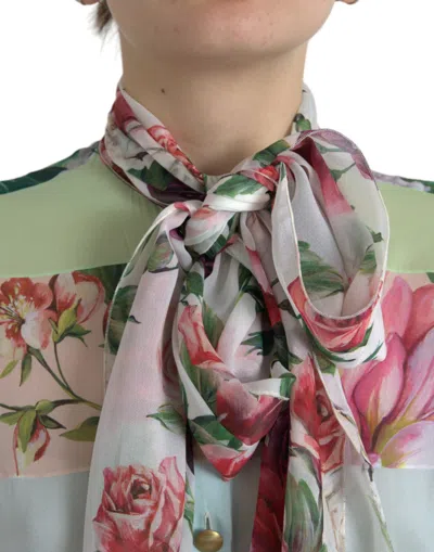Dolce & Gabbana Multicolor Floral Patchwork Long Sleeves Top In Multi