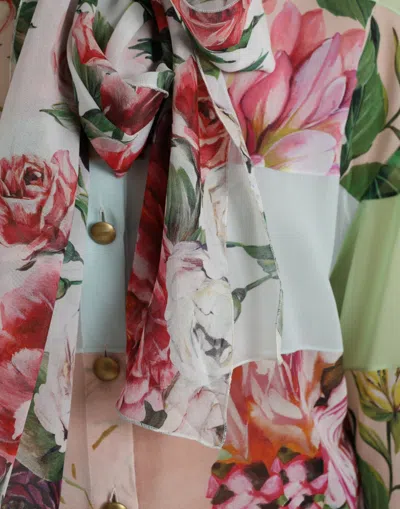 Dolce & Gabbana Multicolor Floral Patchwork Long Sleeves Top In Multi