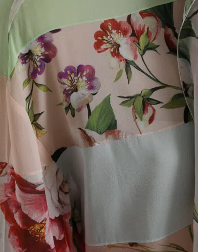 Dolce & Gabbana Multicolor Floral Patchwork Long Sleeves Top In Multi