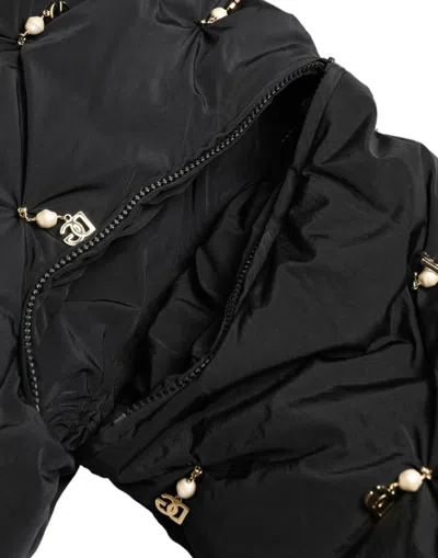Dolce & Gabbana Black Embellished Quilted Shell Bomber Jacket In Black
