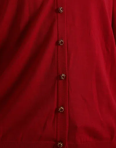 Dolce & Gabbana Elegant Red V-neck Wool Cardigan In Red