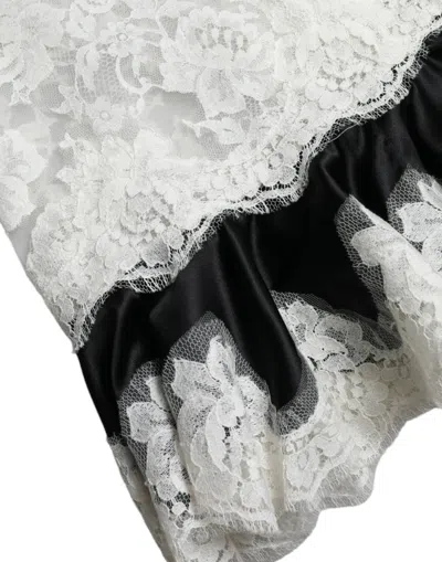 Dolce & Gabbana Black White Lace See Through A-line Sleeveless Dress In Black