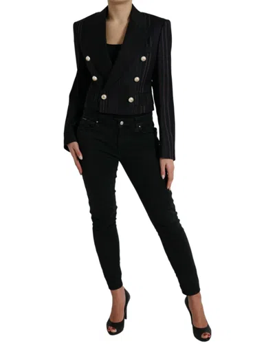 Dolce & Gabbana Elegant Striped Double Breasted Wool Women's Blazer