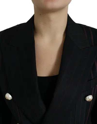 Dolce & Gabbana Elegant Striped Double Breasted Wool Women's Blazer